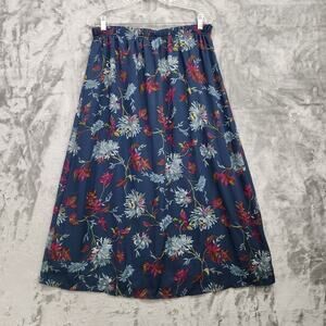 Vintage California‎ Krush Skirt Womens S Teal Blue Floral Pull On Midi Lined